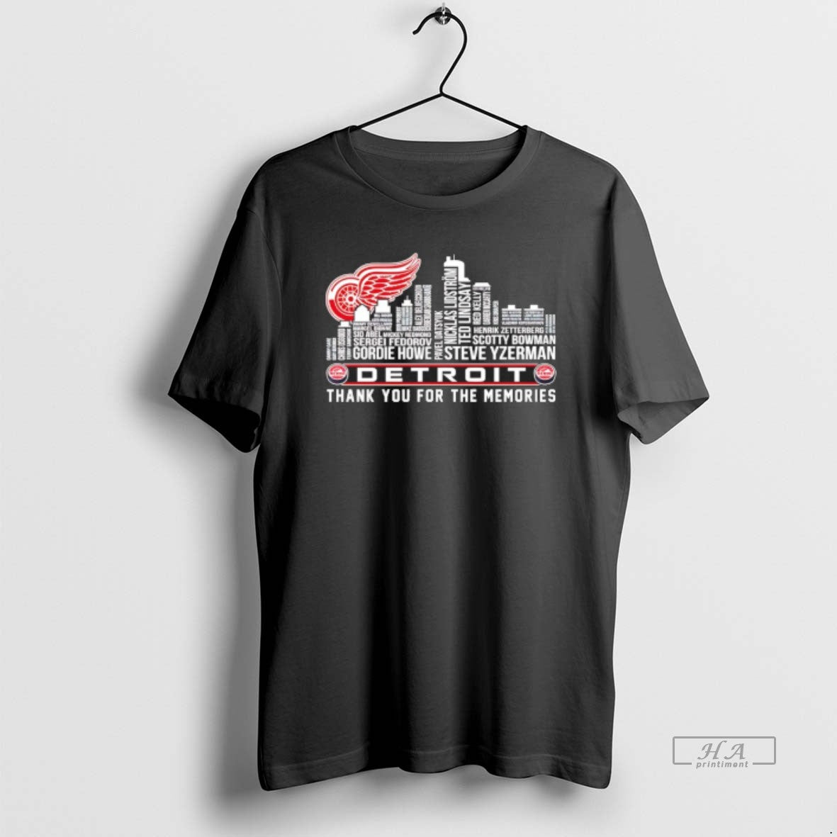 Trendy Detroit Red Wings Players Names City Skyline Thank You