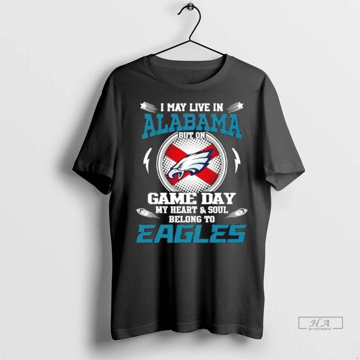 Trendy I May Live Alabama But Game Day My Heart And Soul Belongs Tee