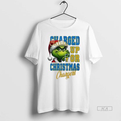 Trendy Los Angeles Chargers Charged Up Chargers Grinch White Tank Top