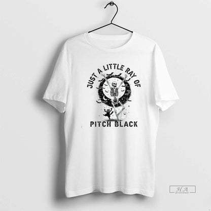 Trendy Skeleton Just Little Ray Pitch Black Halloween Tee Stylish