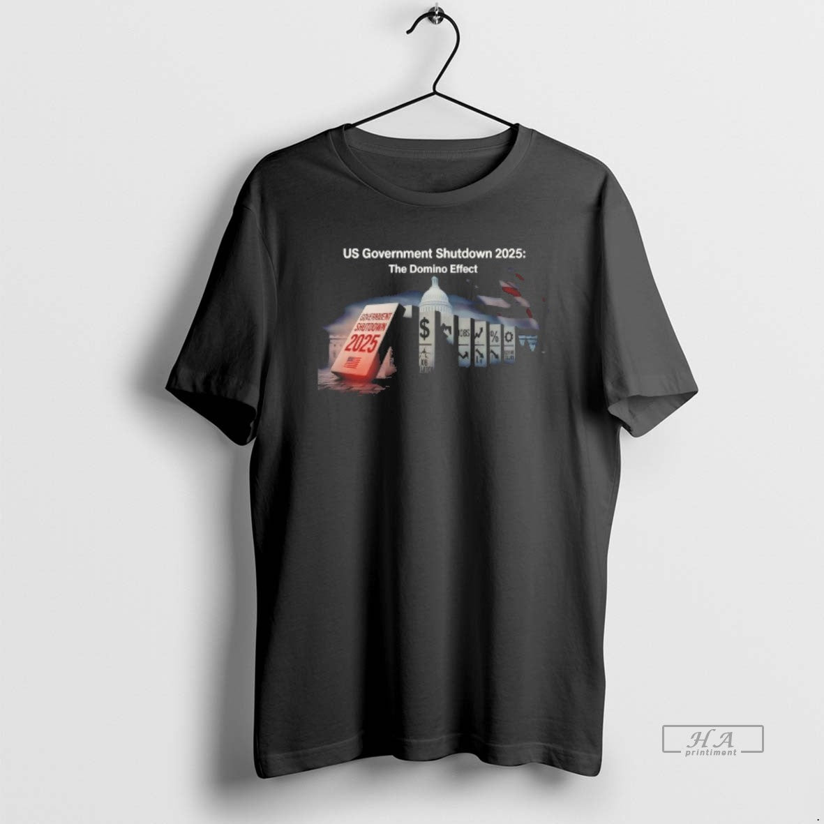 Trendy Us Government Shutdown 2025 Domino Effect Tank Top Premium