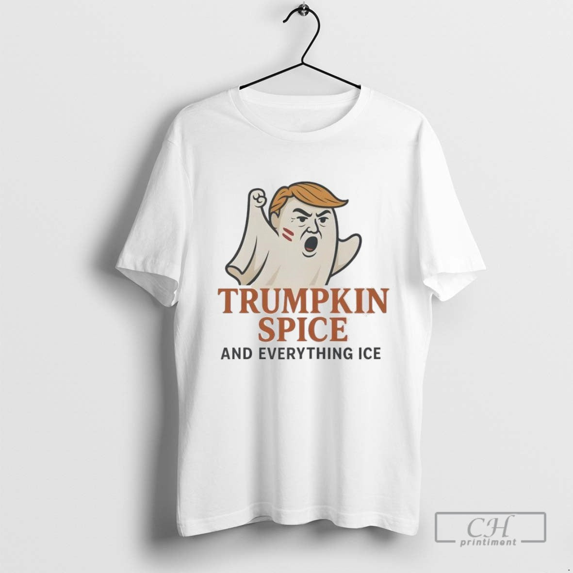 Trumpkin Spice And Everything Ice Anti Trump Ghost Halloween Tee