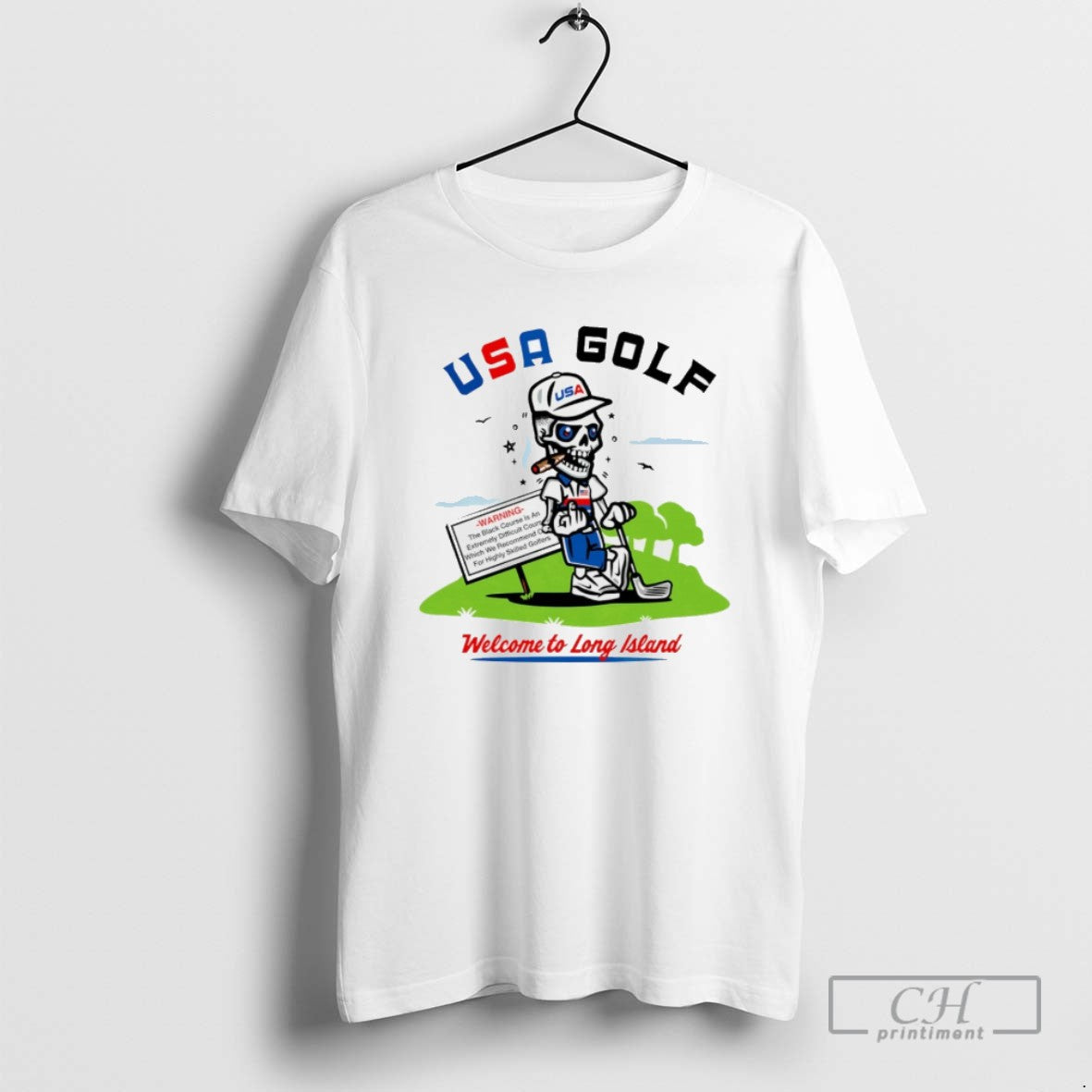 Usa Golf Welcome To Long Island Skeleton Smoking T Shirts Long Sleeve