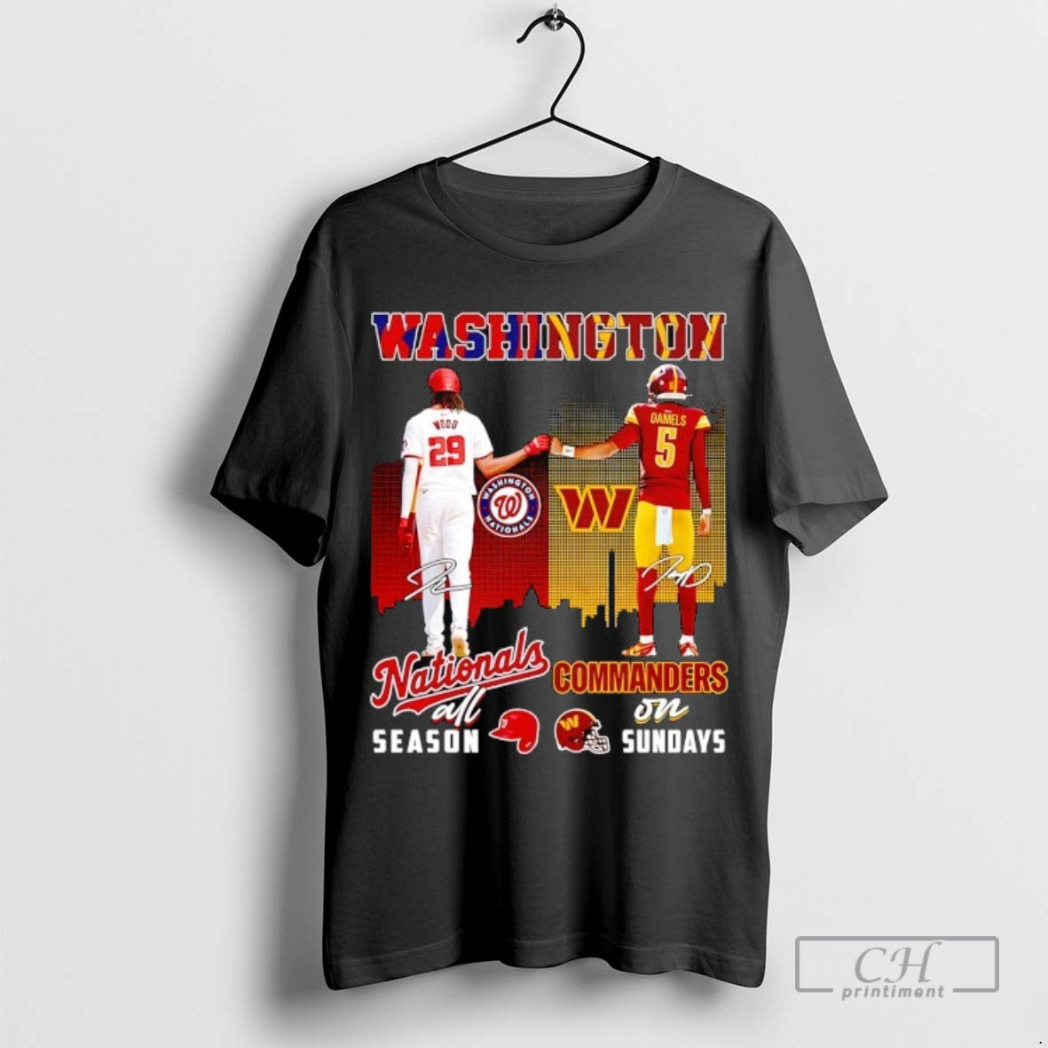 Washington City Skyline Wood Washington Nationals All Season And