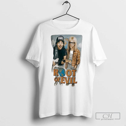 Wayne Campbell And Garth Algar Waynes World Root Evil T Shirts Tee