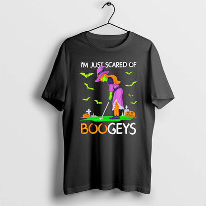 Witch Playing Golf Im Just Scared Boogers Halloween T Shirts Long