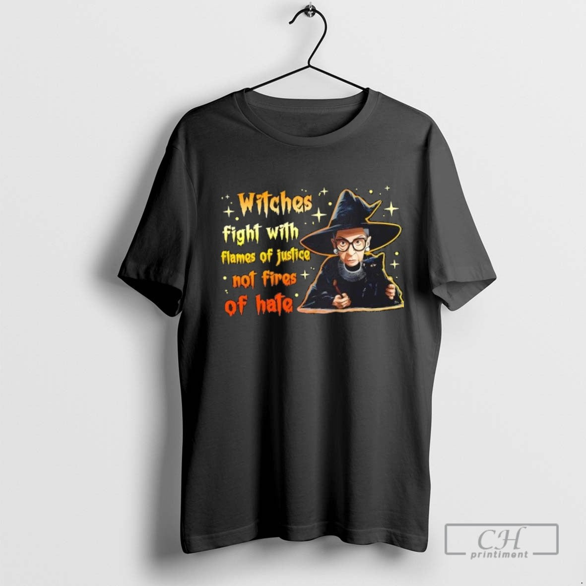 Witches Fight Flames Justice Not Fires Hate Halloween TShirt Elegant