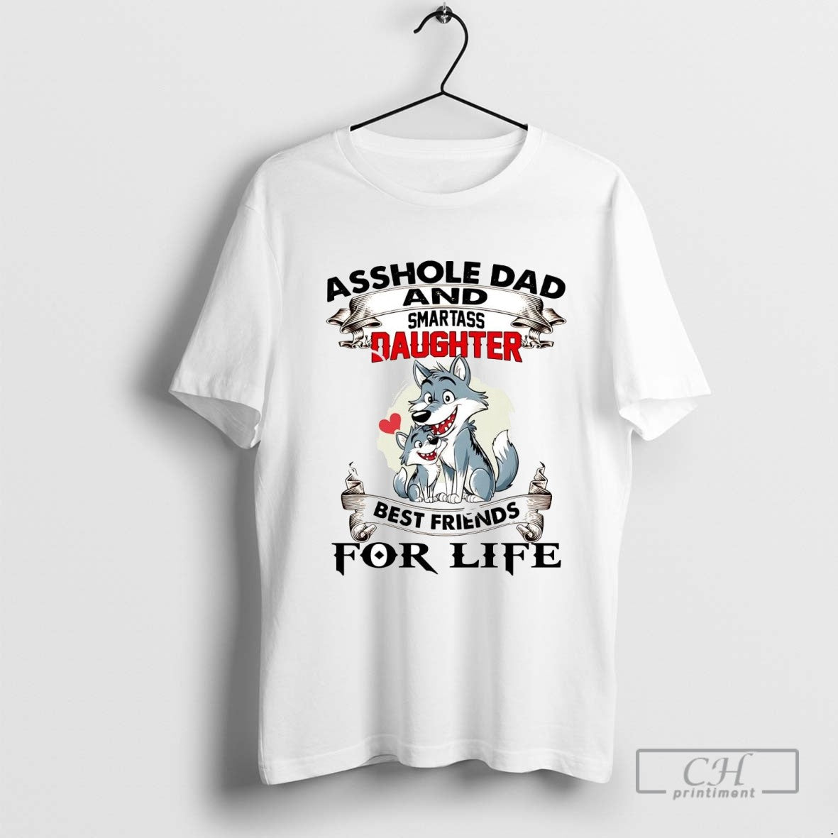 Wolf Asshole Dad And Smartass Daughter Best Friends Hoodie Retro Gift
