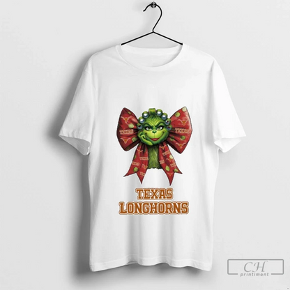 Grinch Bow Tie Texas Longhorns Logo Sweatshirt Exclusive Collection