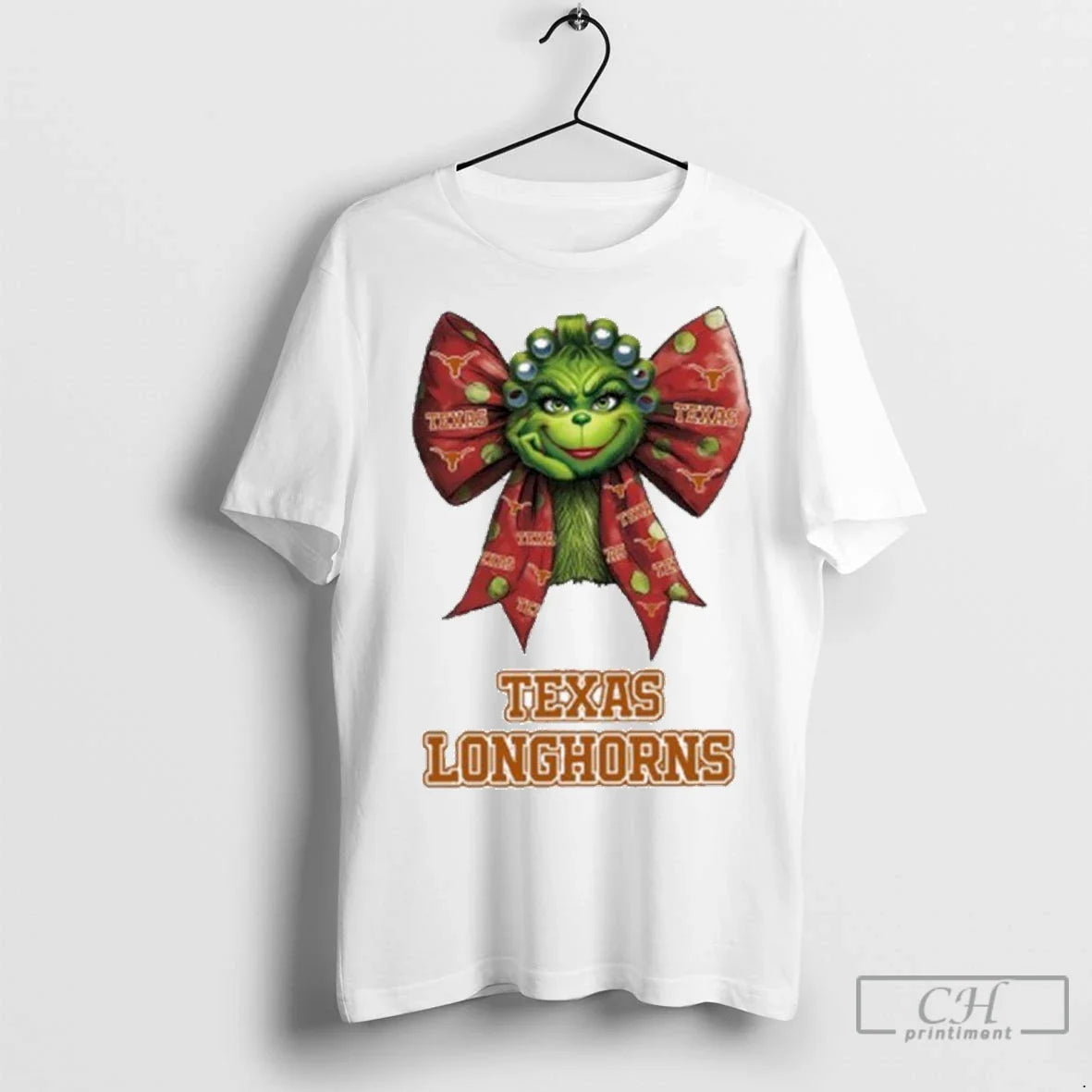 Grinch Bow Tie Texas Longhorns Logo T Shirts Shirt Authentic Merch