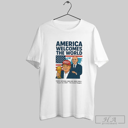 World Cup 2026 America Welcomes World Political Soccer TShirt