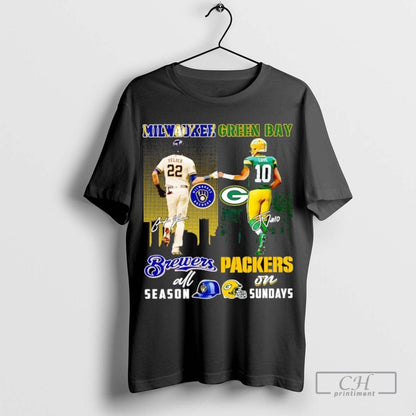 Yelich Milwaukee Brewers All Season And Love Green Bay Packers