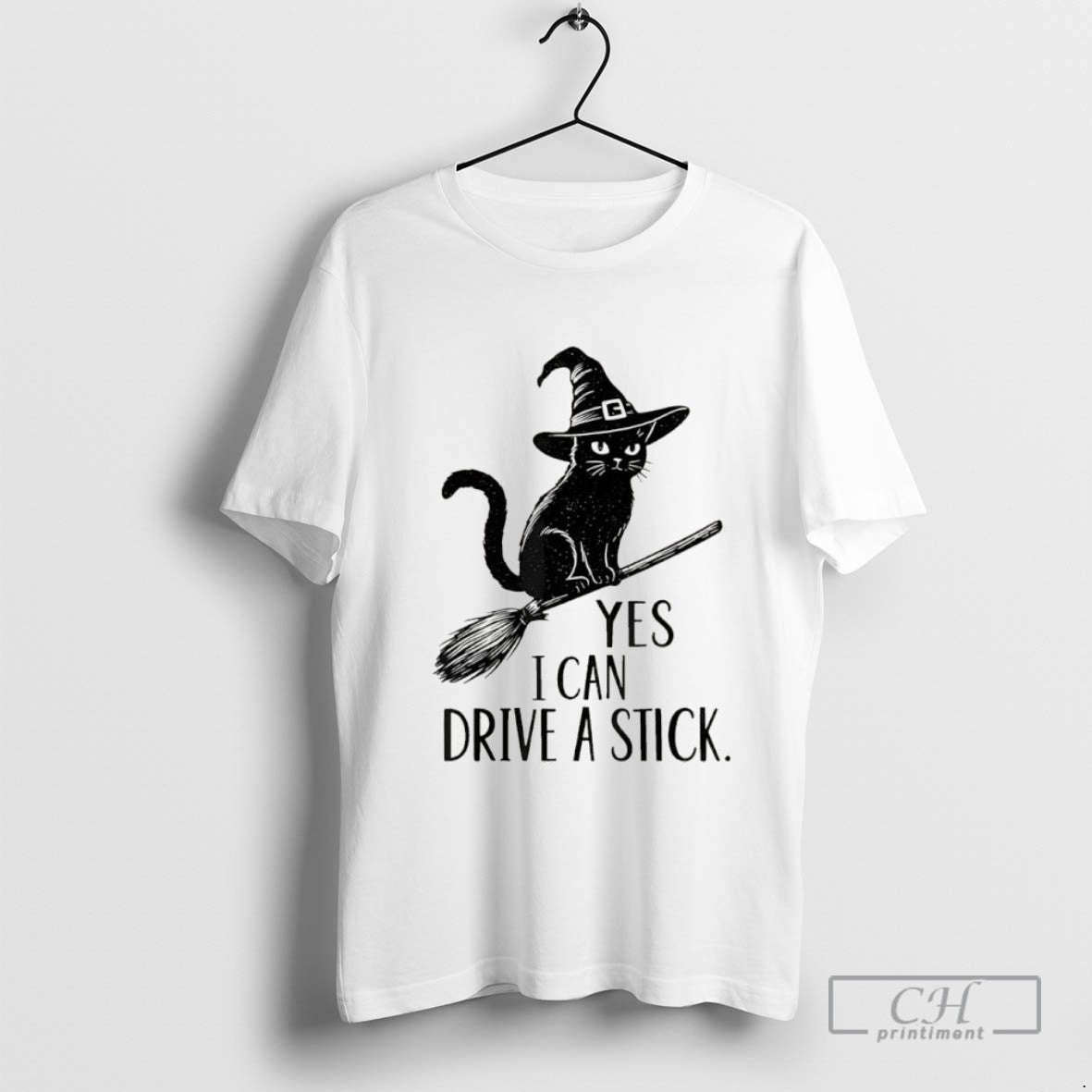 Yes I Can Drive Stick Halloween Cat Witch Spooky Tank Top Unique