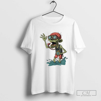 Zombie Swim Coach Halloween Organic Tee Authentic Gift