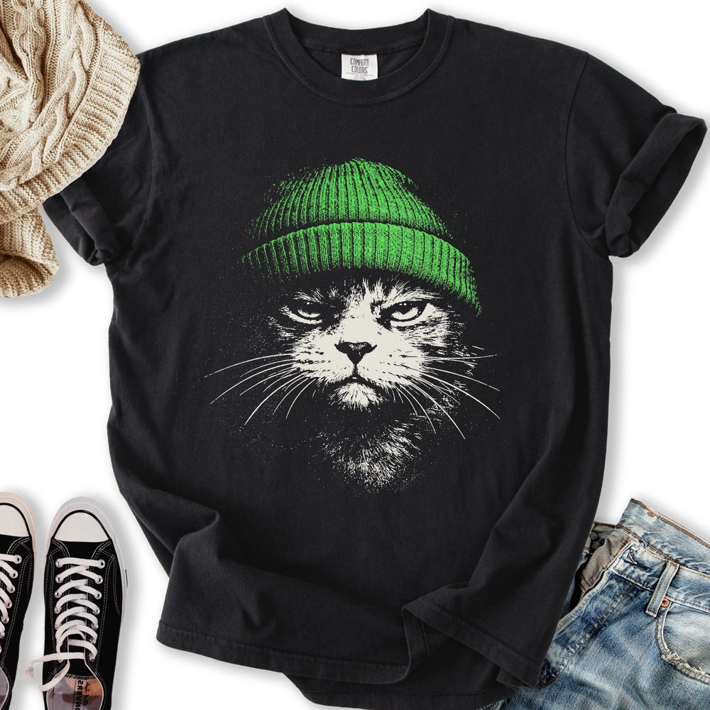 Green Beanie Cat T Sweatshirt Classic Collection