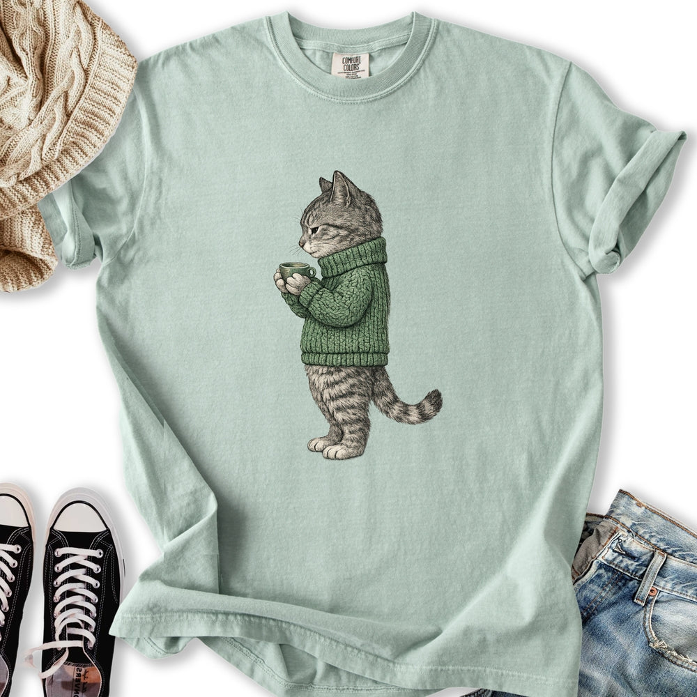 Cozy Tabby Cat T Sweatshirt Elegant Apparel