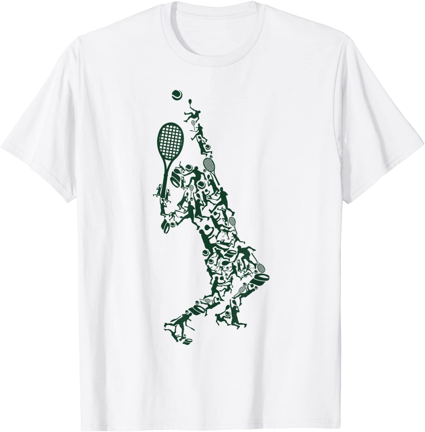 Tennis T Shirt - Player Positions Balls Racket in drawing