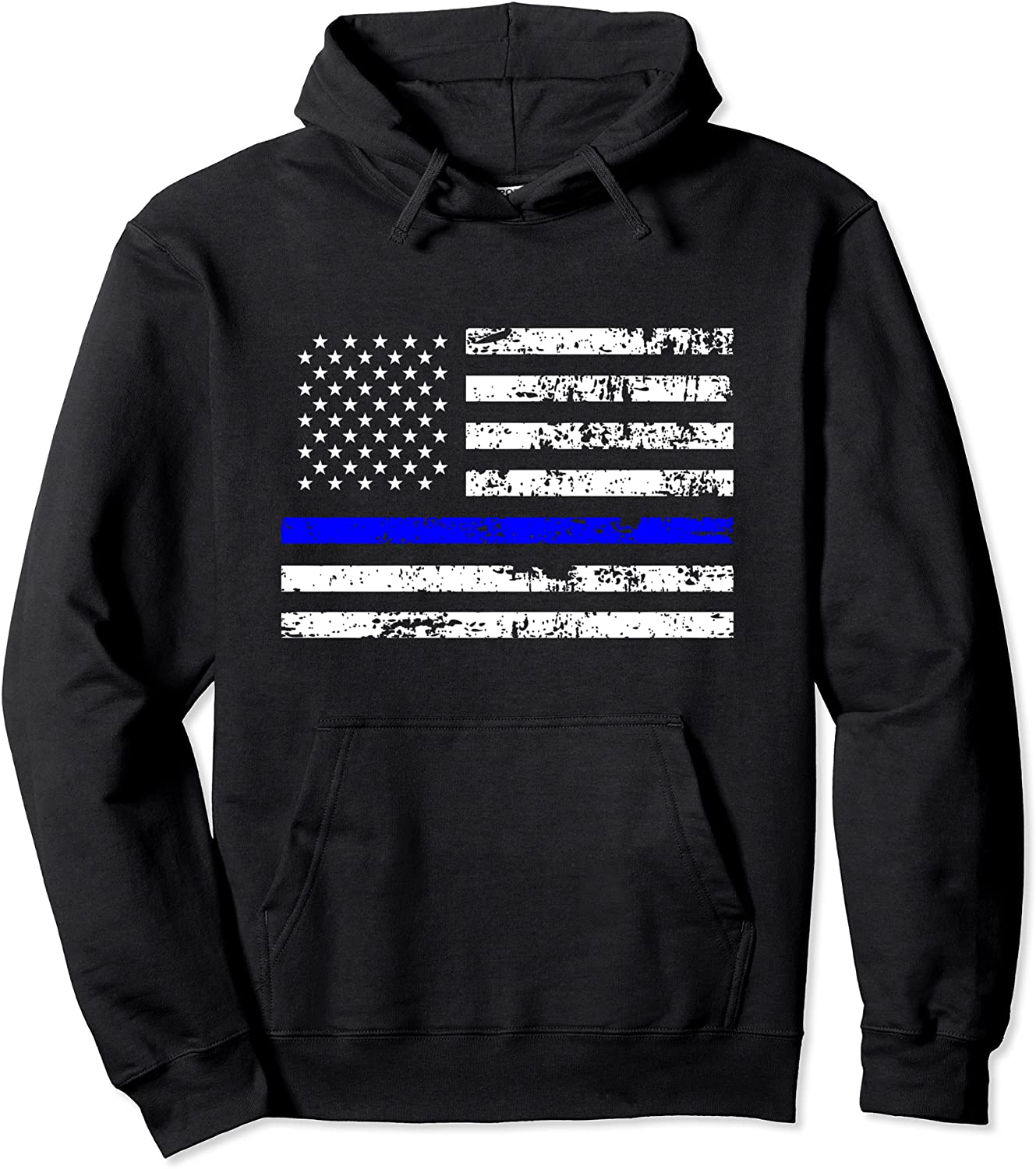 Hoodie Sweatshirt Blue Line American Flag Support Police Pullover Hoodie