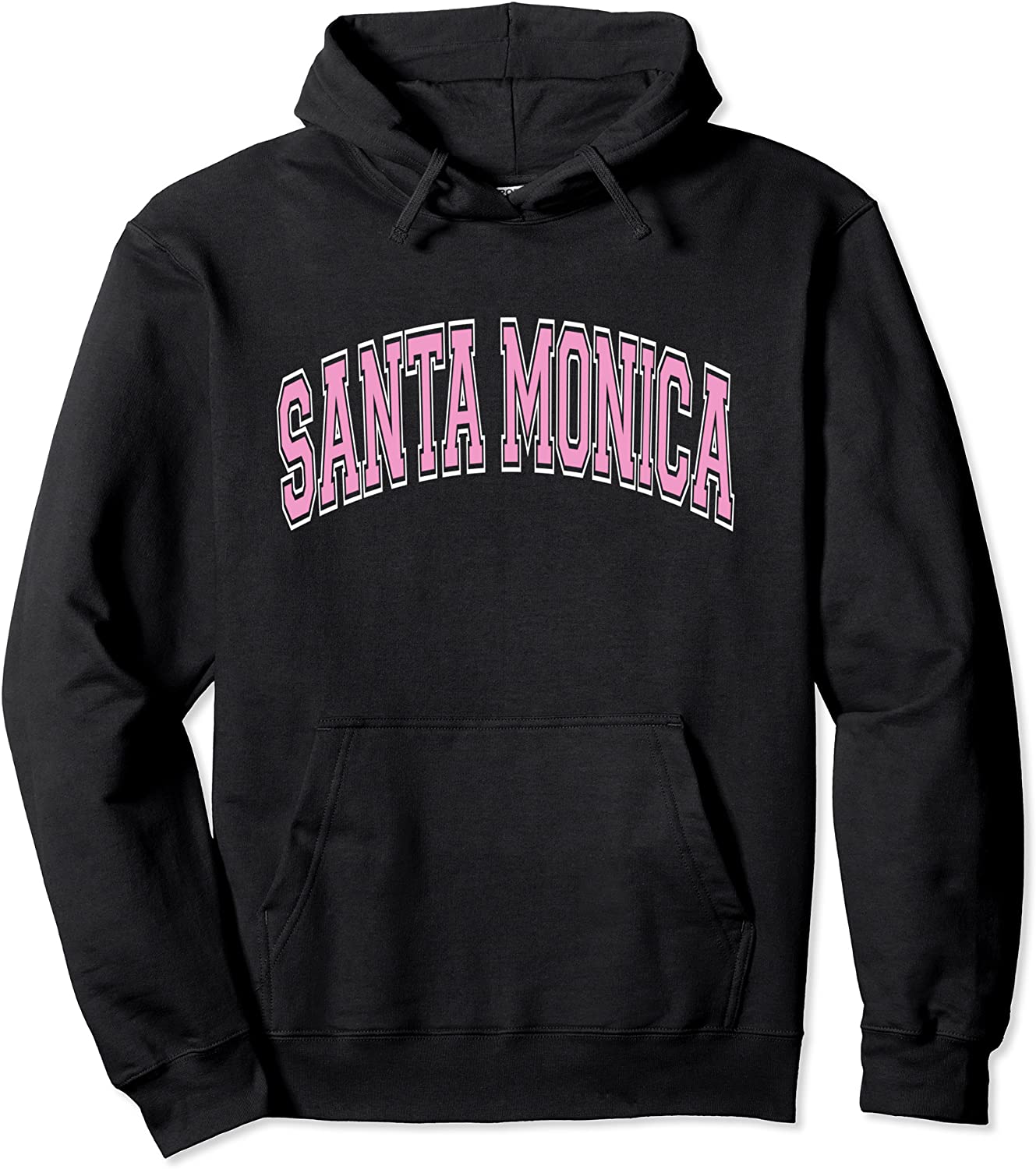 Santa Monica California CA Varsity Style Pink Text Pullover Hoodie