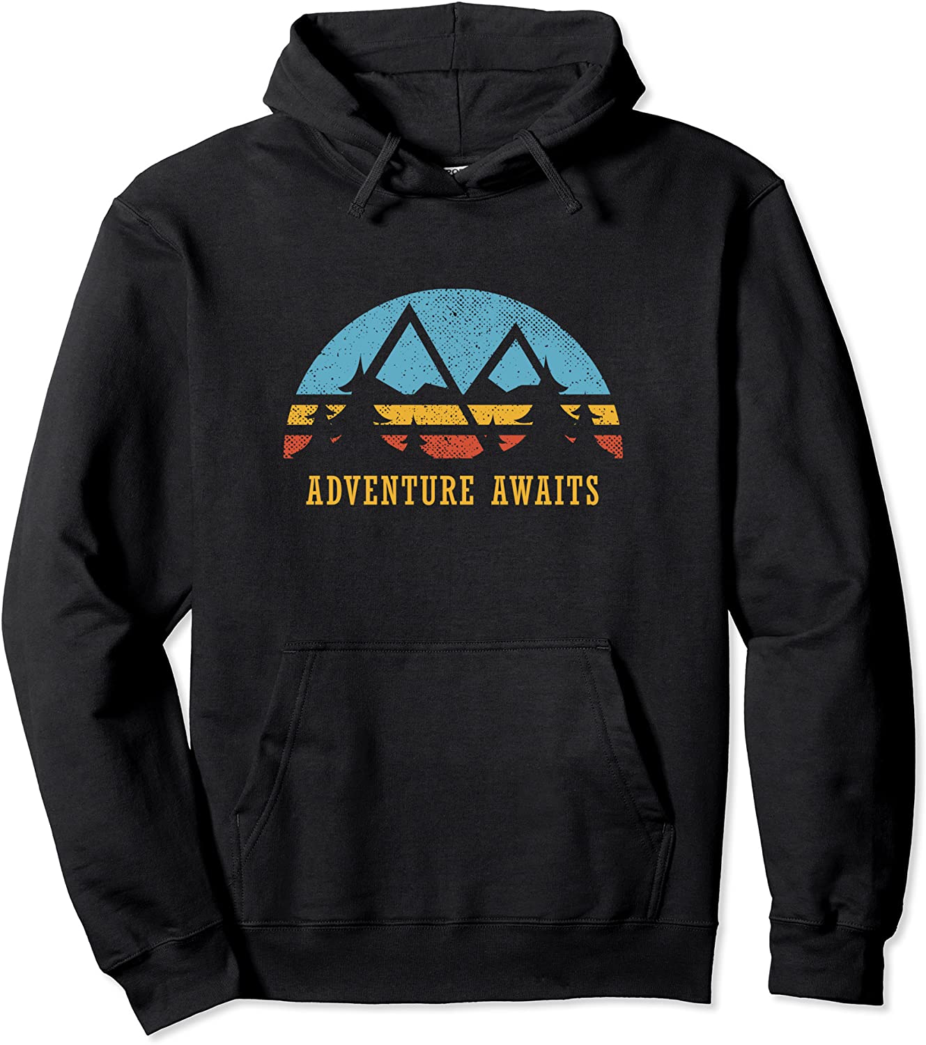 Retro Sunset Hiking Adventure Awaits Outdoor Gift Pullover Hoodie