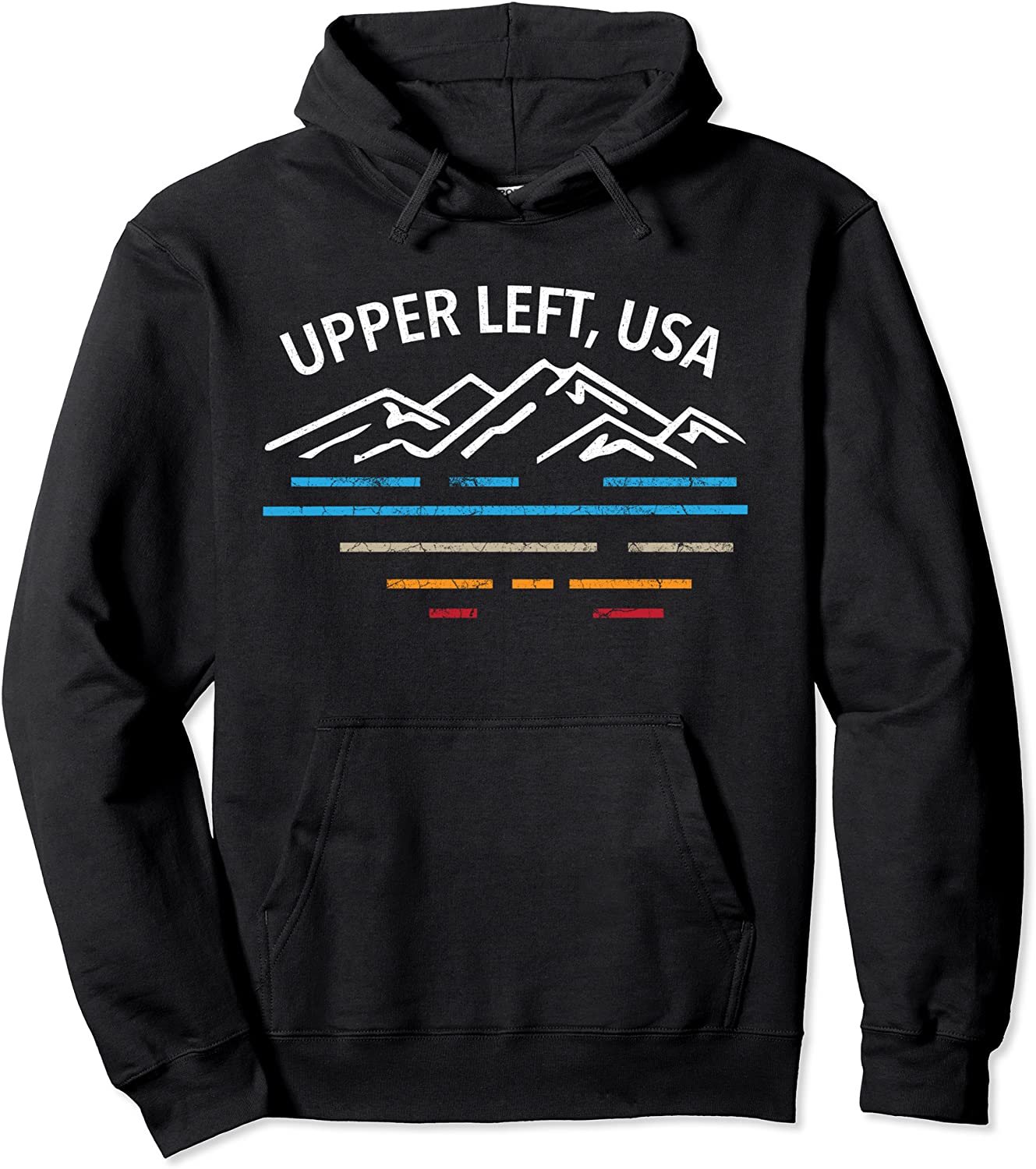Upper Left USA PNW Pacific Northwest Distressed Pullover Hoodie