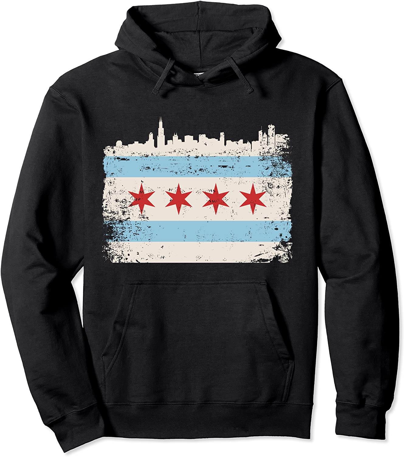 Chicago Flag Vintage Gift Design For Chicago Fans Pullover Hoodie