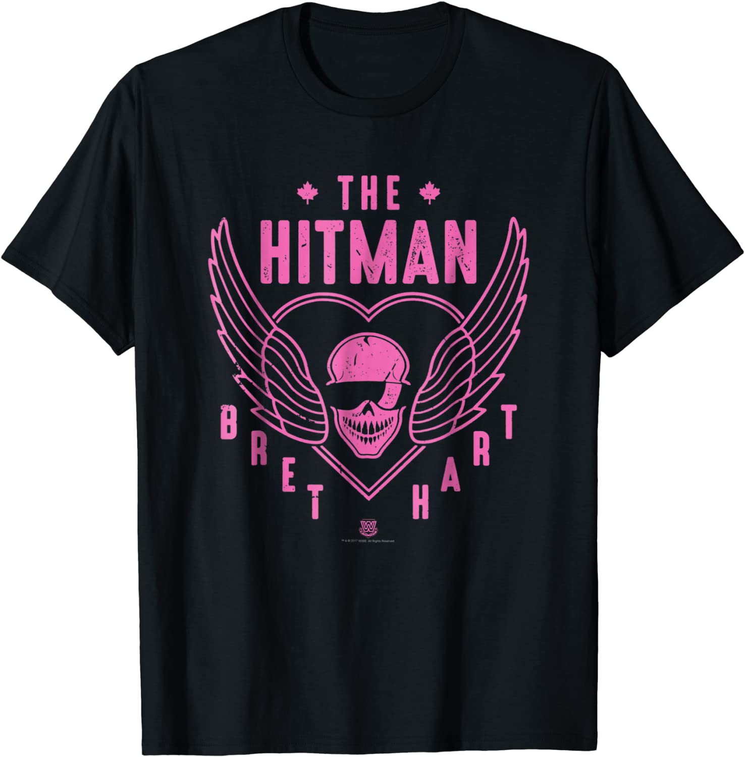WWE The Hitman Bret Hart 1 Color Skull T-shirt