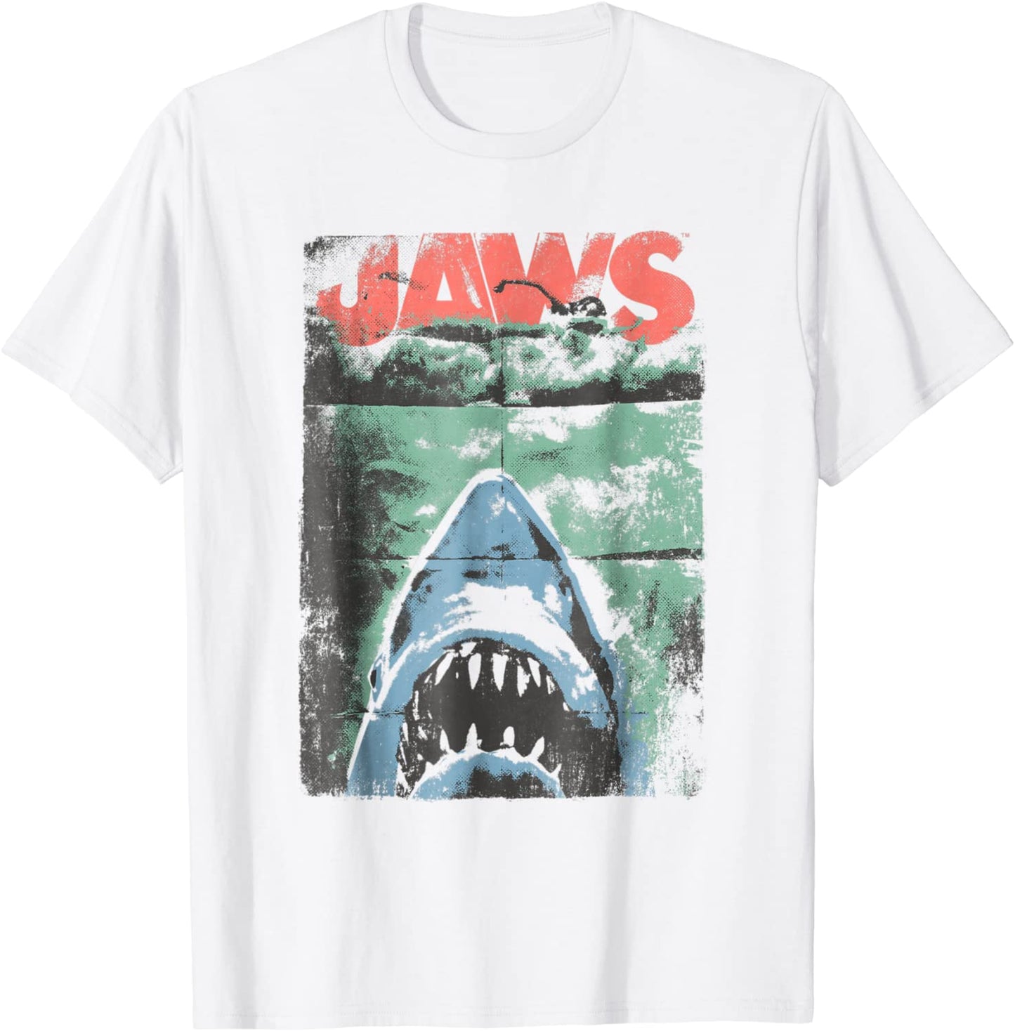 Jaws Distressed Retro Movie Poster Graphic T-Shirt