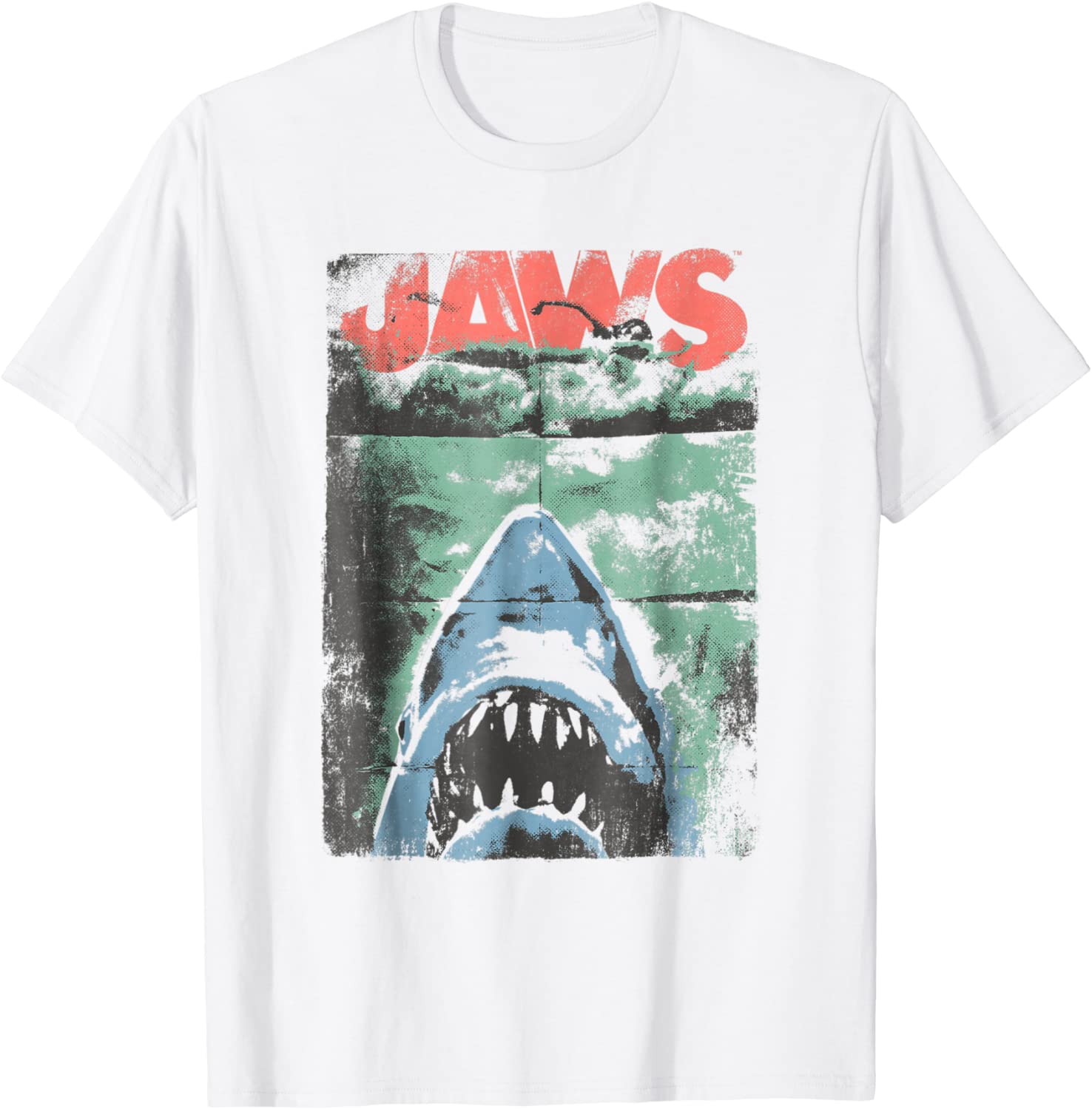 Jaws Distressed Retro Movie Poster Graphic T-Shirt