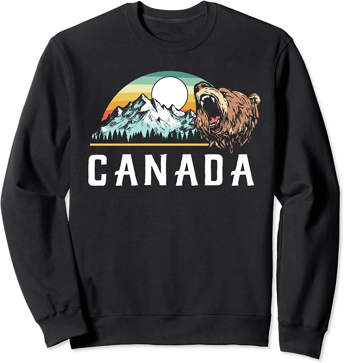 Canada Retro Roaring Grizzly Bear 80s Style Graphic Sweatshirt