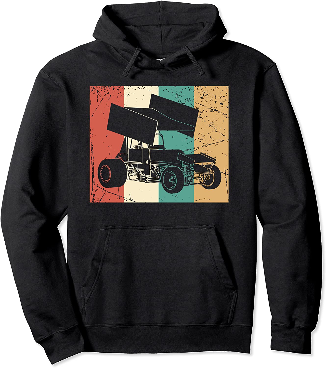 Vintage Winged Sprint Car Retro Eighties Racing Pullover Hoodie