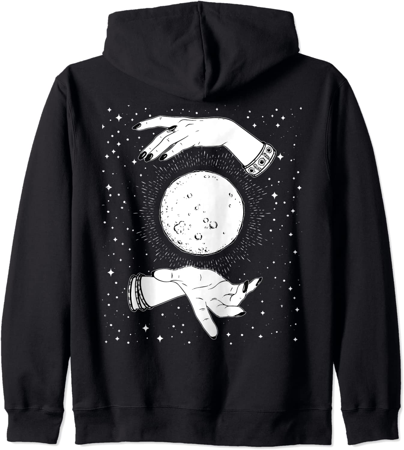 Retro Vintage Witchy Spiritual Moon With Witch Hands Stars Hoodie