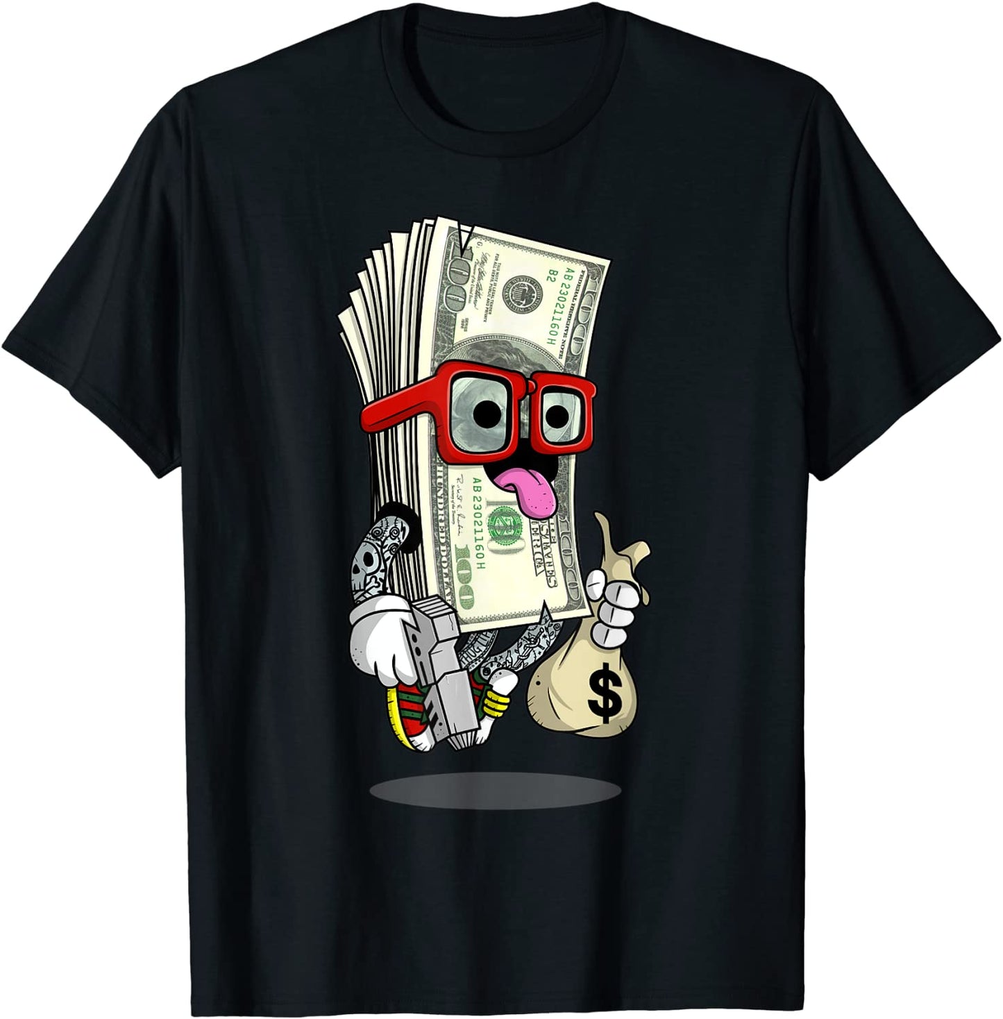 Hip Hop Dope Swag Rap Lover Gift Funny Cash Stacks Bills Tee T-Shirt