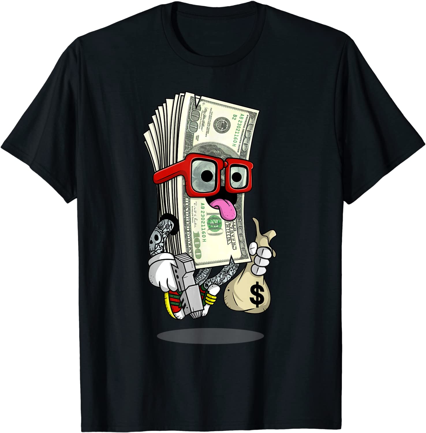Hip Hop Dope Swag Rap Lover Gift Funny Cash Stacks Bills Tee T-Shirt