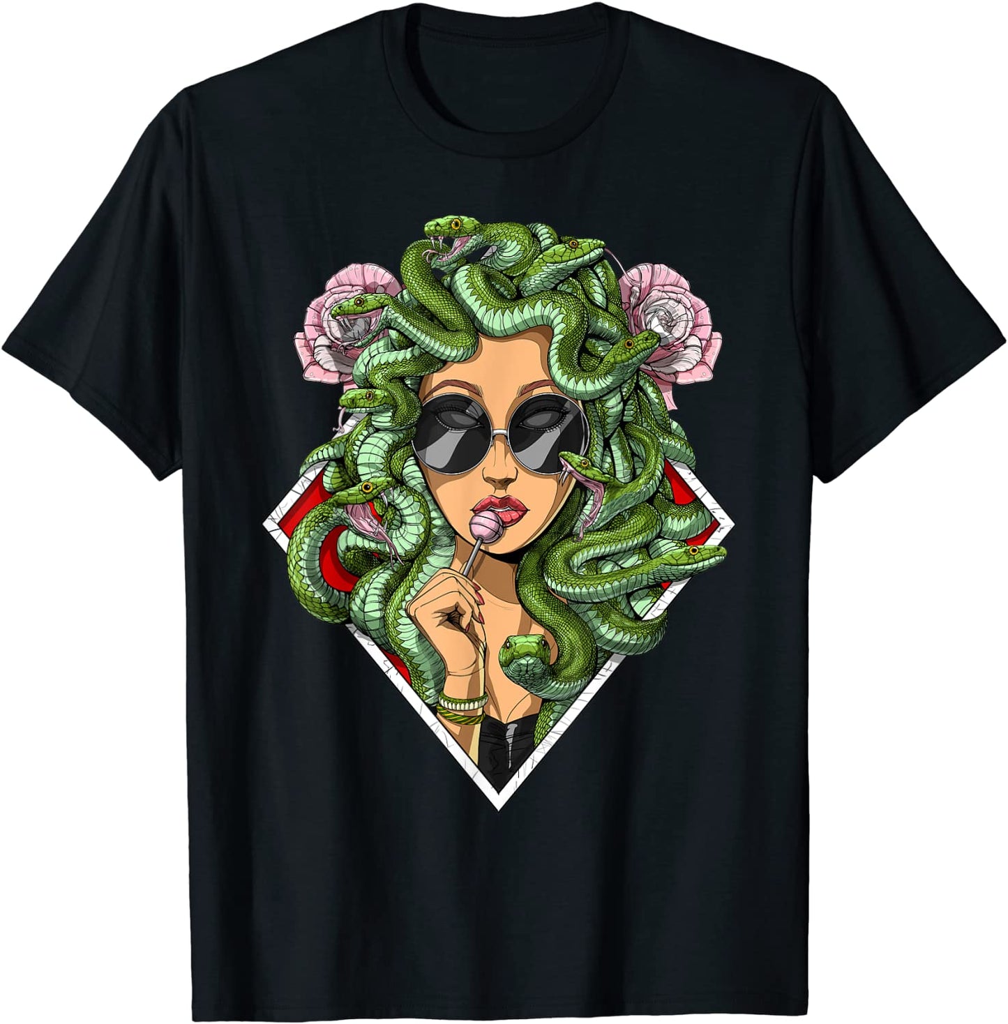 Medusa Hippie Psychedelic Snakes Greek Mythology Women T-Shirt
