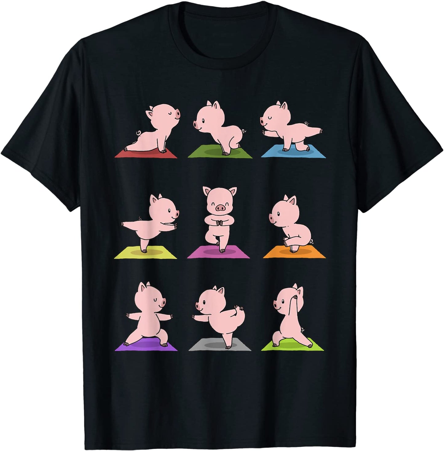 Pig Yoga T-Shirt Funny Piglets In Yoga Poses Sports Tee