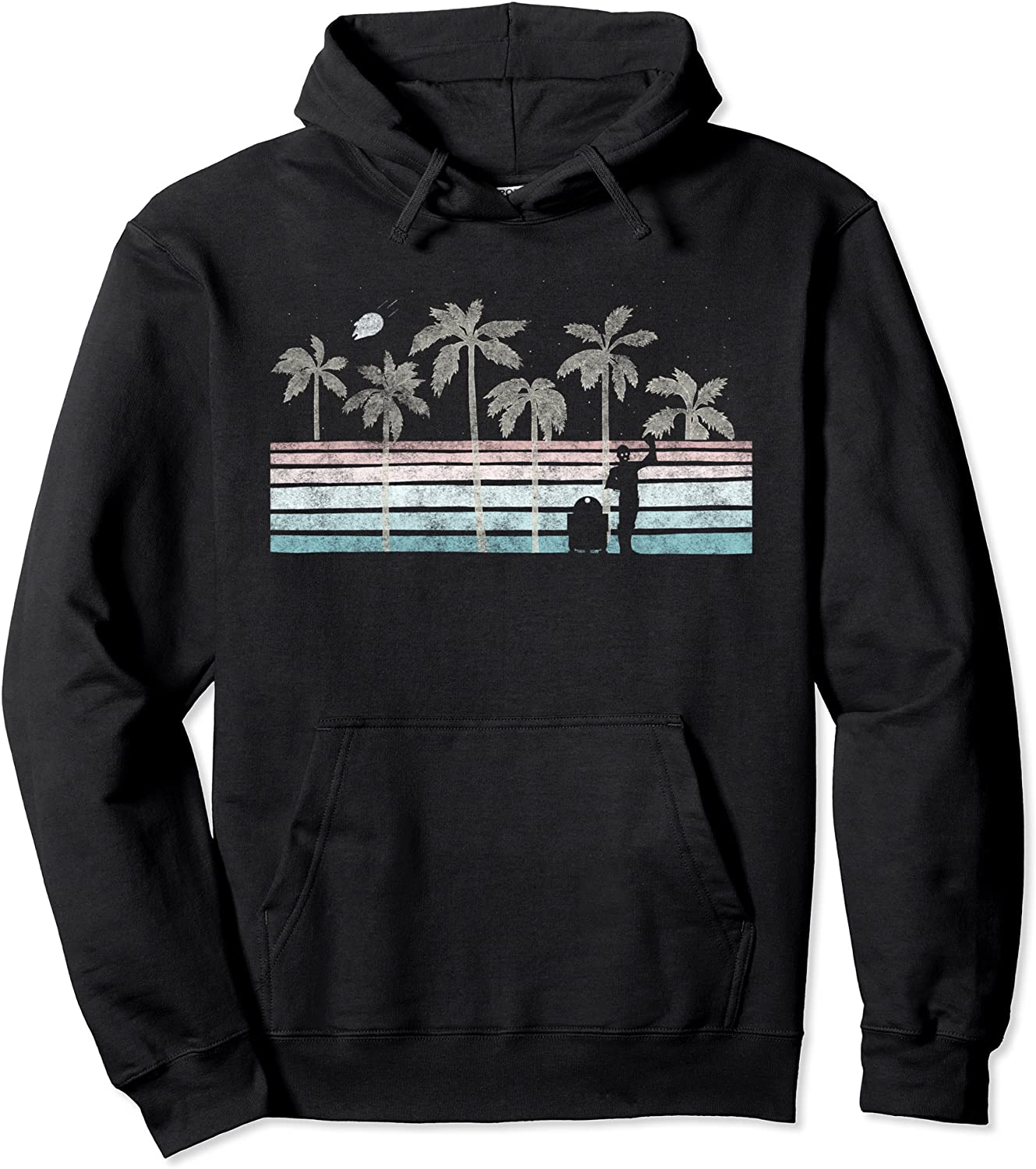 Star Wars R2-D2 C-3PO Tropical Retro Stripe Pullover Hoodie