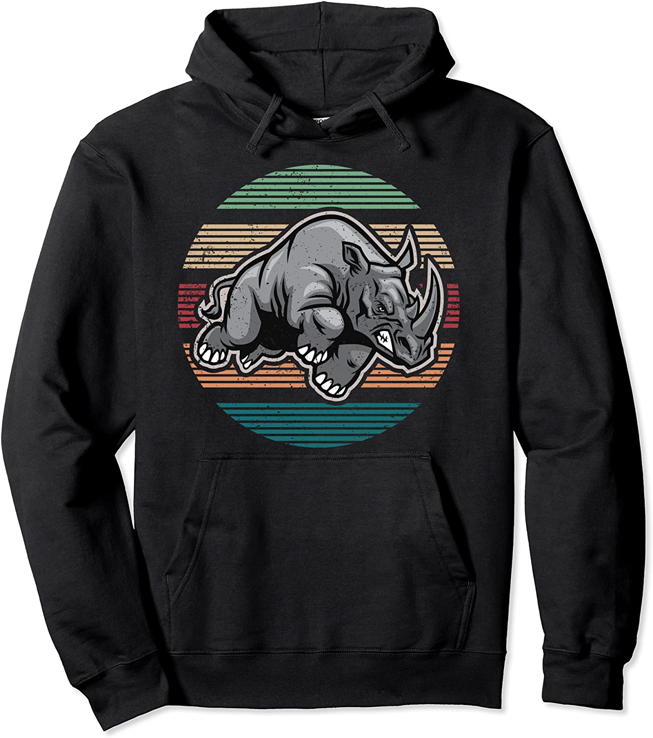 Rhinos Lover Gift Vintage Retro Rhino Pullover Hoodie