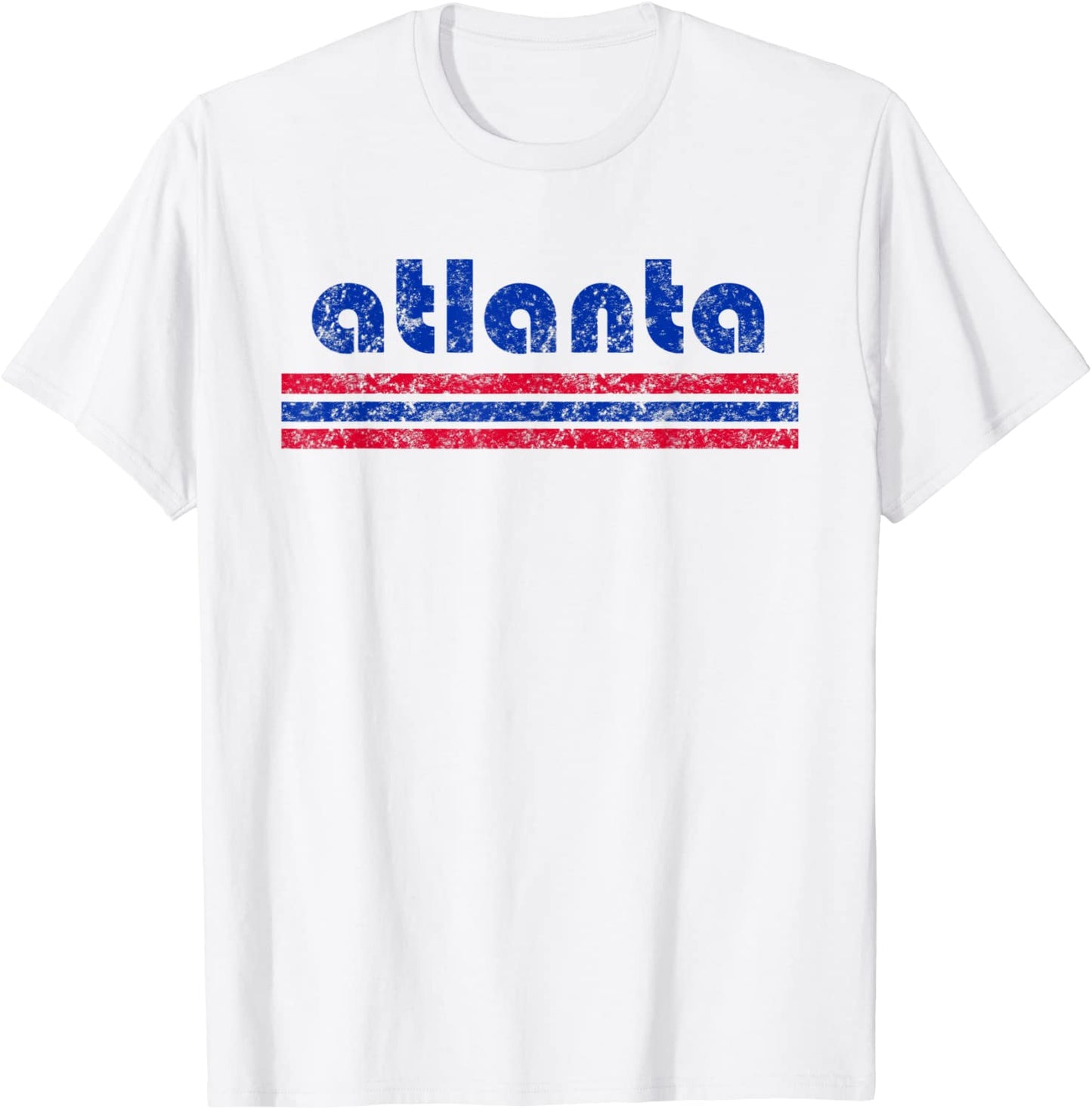 Atlanta Retro T Shirt Three Stripe Weathered Vintage T-Shirt