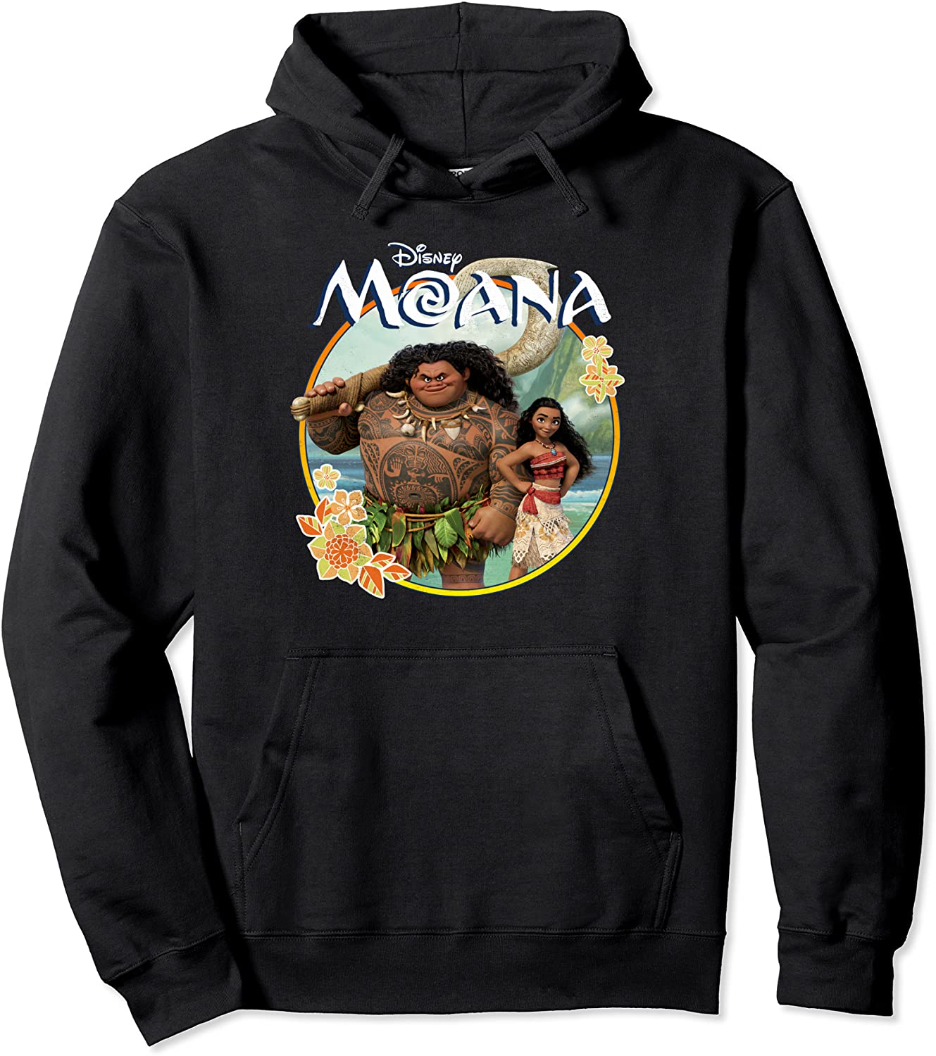 Disney Moana Maui Flower Circle Vintage Graphic Hoodie