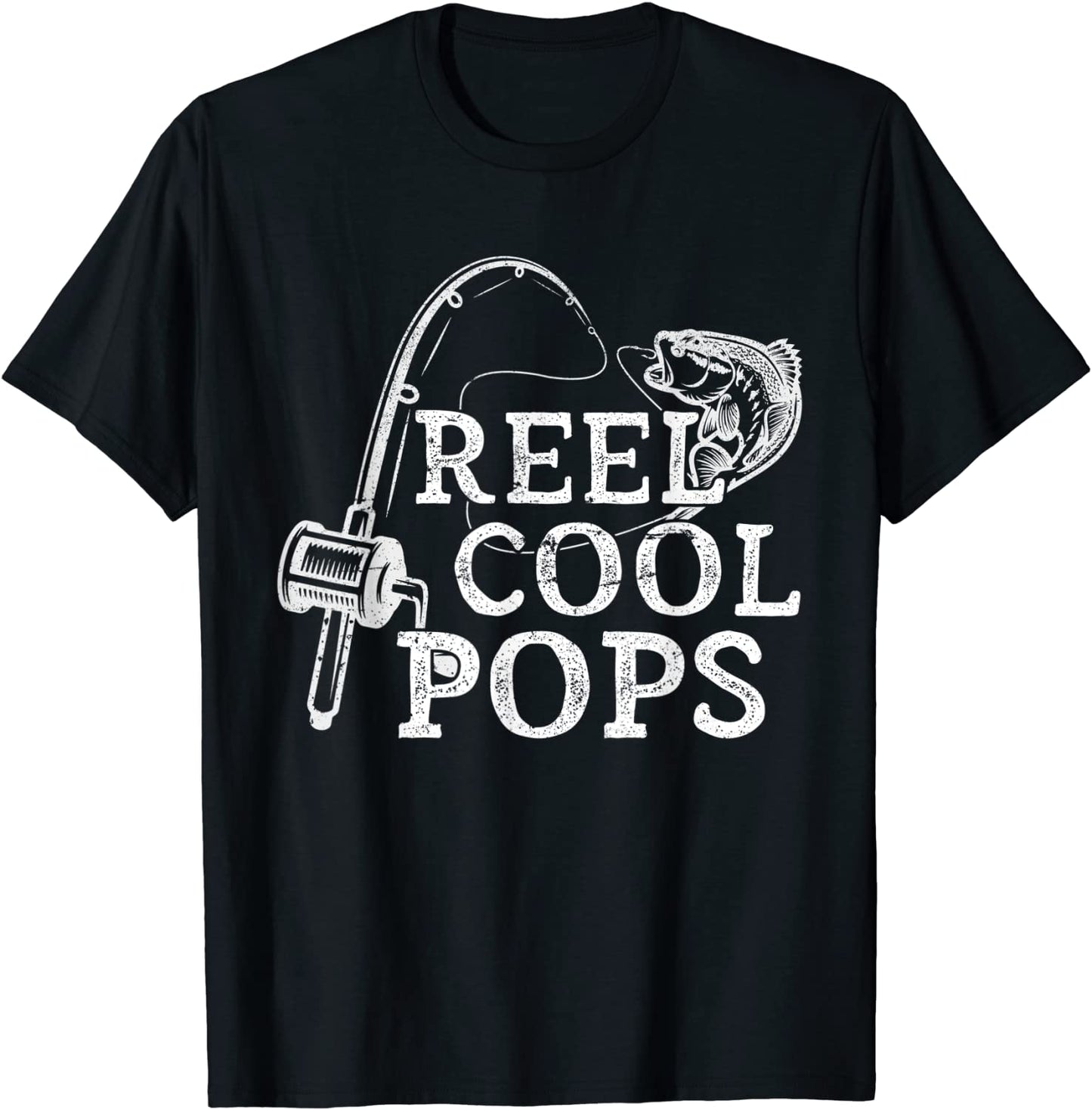 Mens Vintage Reel Cool Pops Fishing Gift For Dad or Grandpa T-Shirt