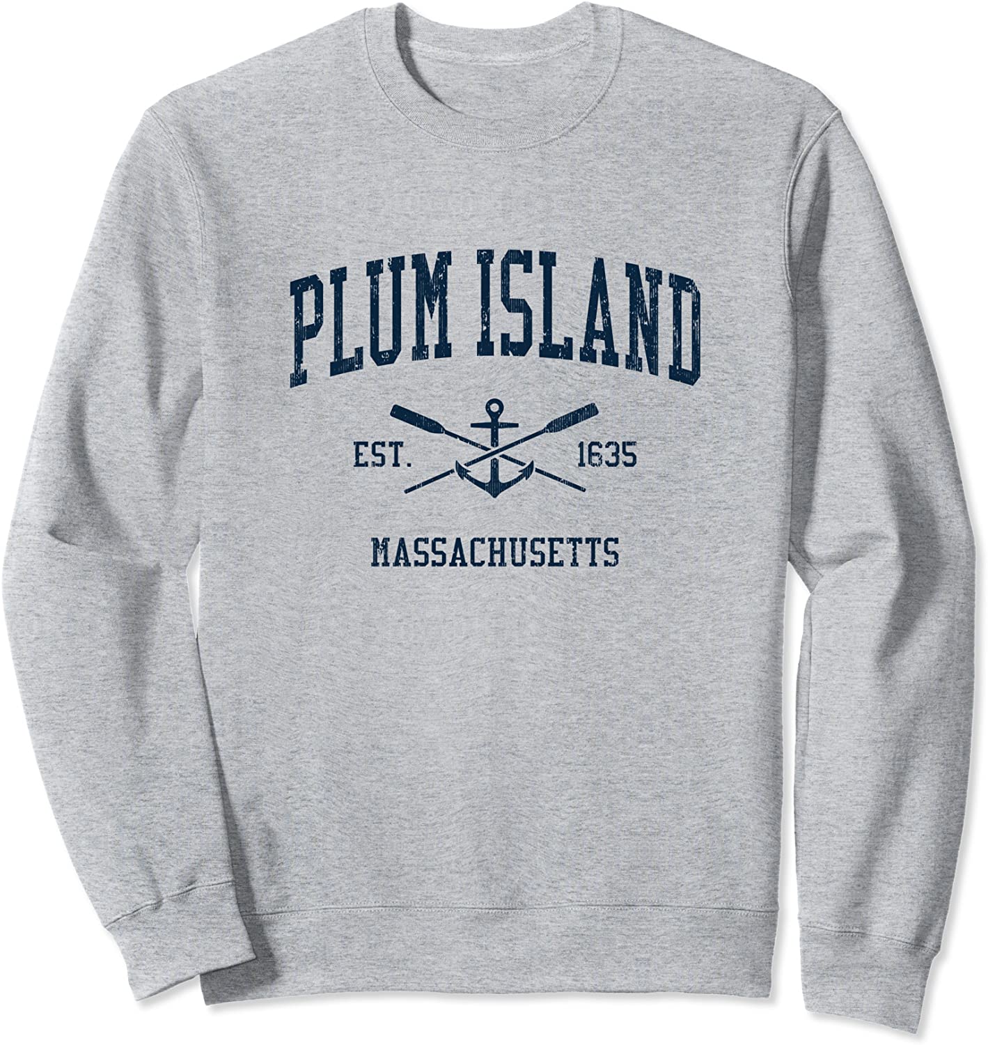 Plum Island MA Vintage Navy Crossed Oars Boat Anchor Sweatshirt