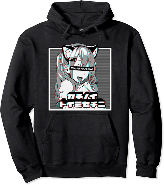 Ahegao Hoodie lewd anime face and neko girl cosplay gift