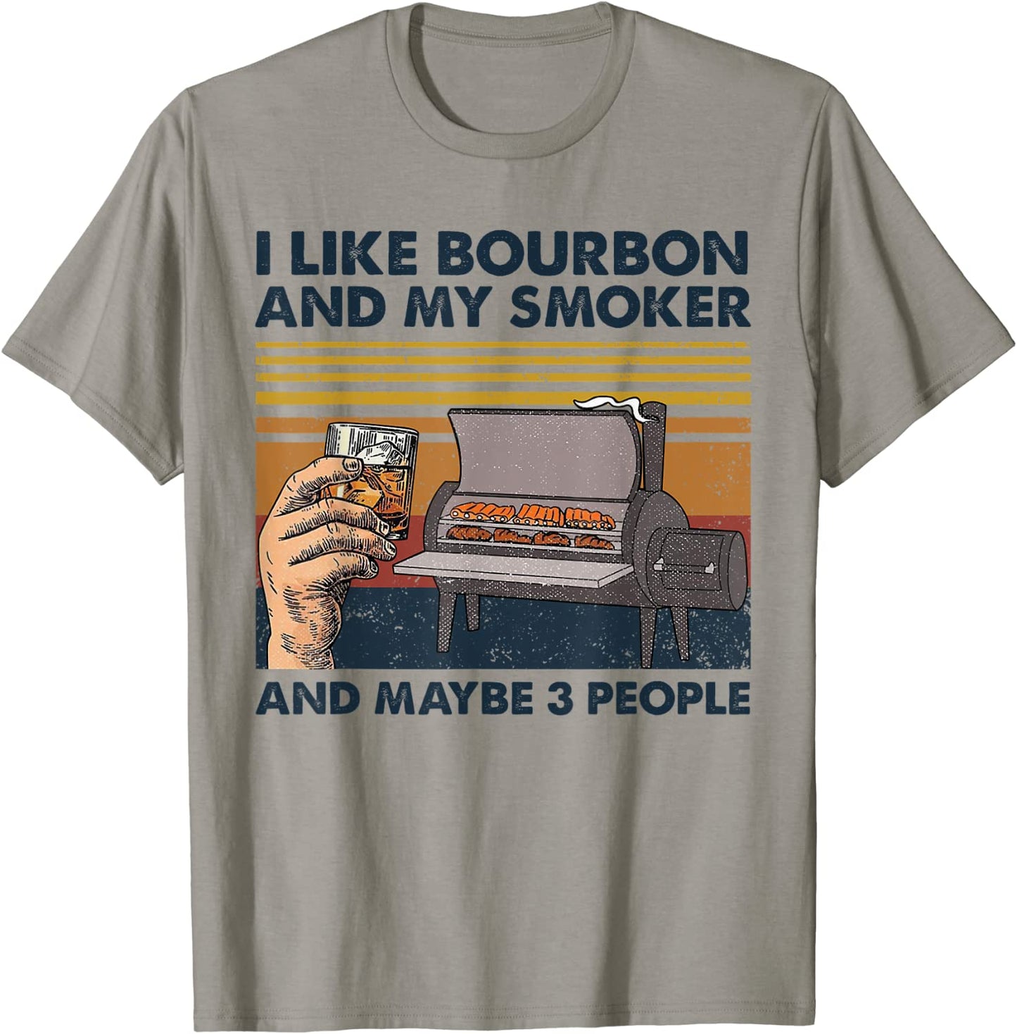 I Like Bourbon And My Smoker And Maybe 3 People Wine Vintage T-Shirt