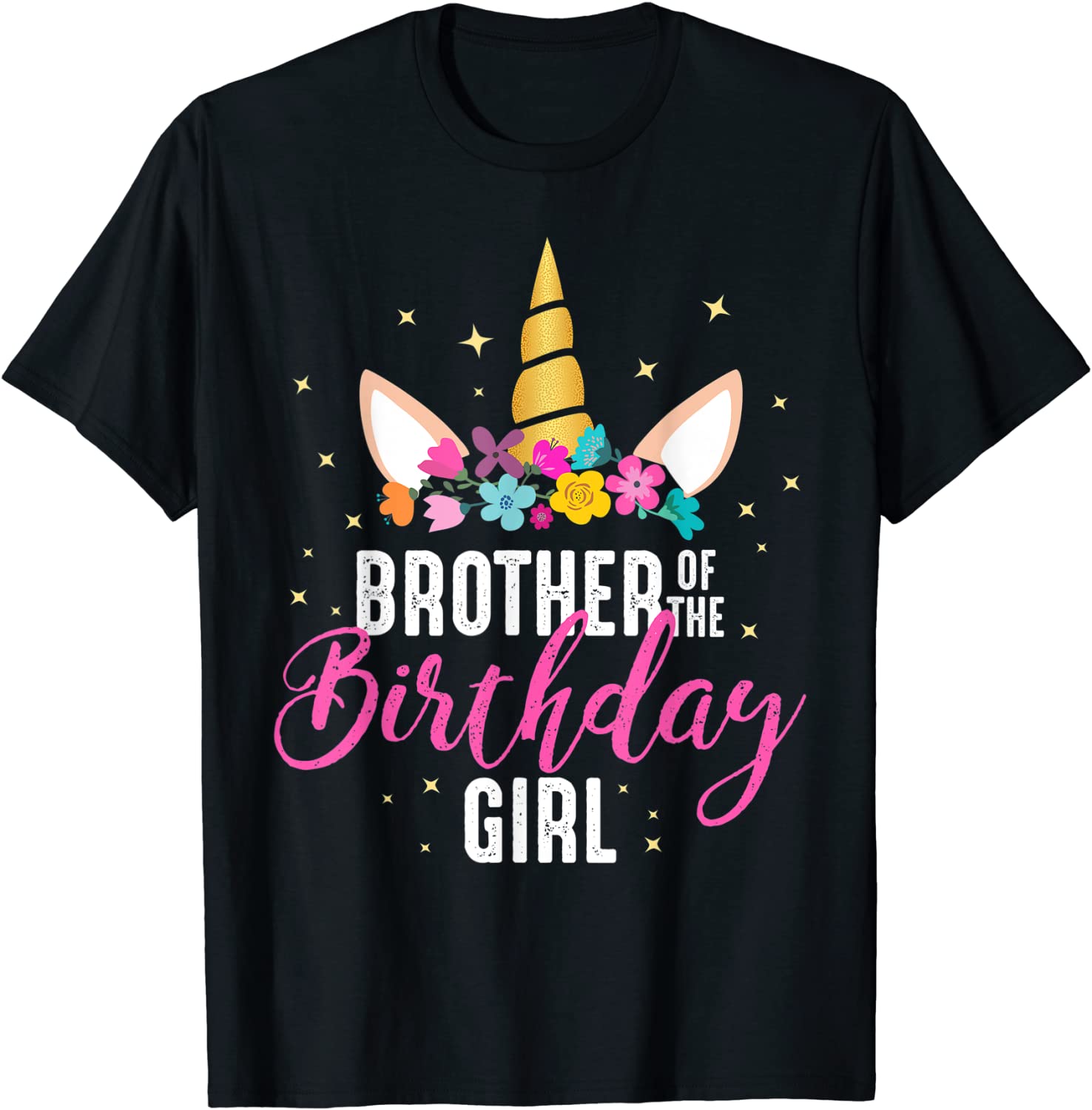 Brother Of The Birthday Girl Sibling Gift Unicorn Birthday T-Shirt