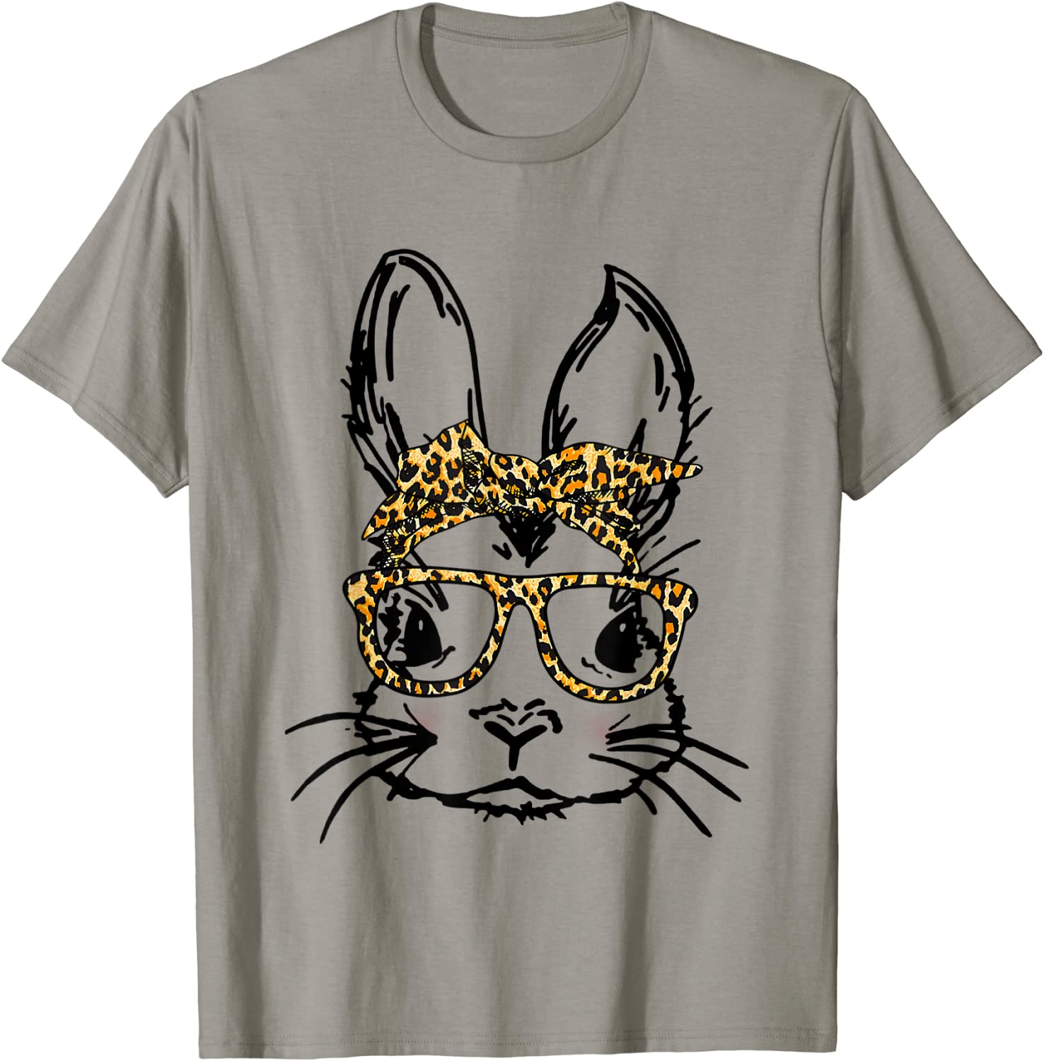 Funny Cute Bunny Wearing Glasses Leopard Easter Day T-Shirt