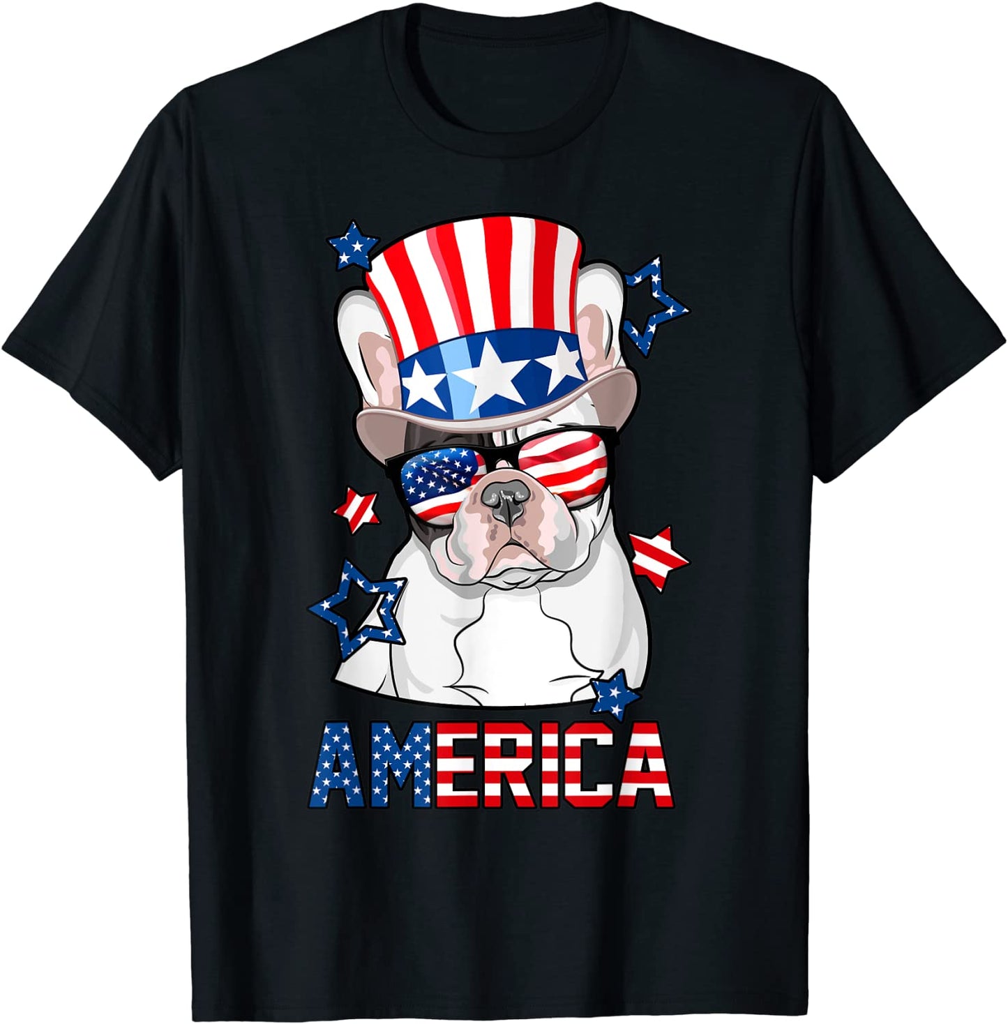 French Bulldog America 4th of July Men Women Frenchie For T-Shirt