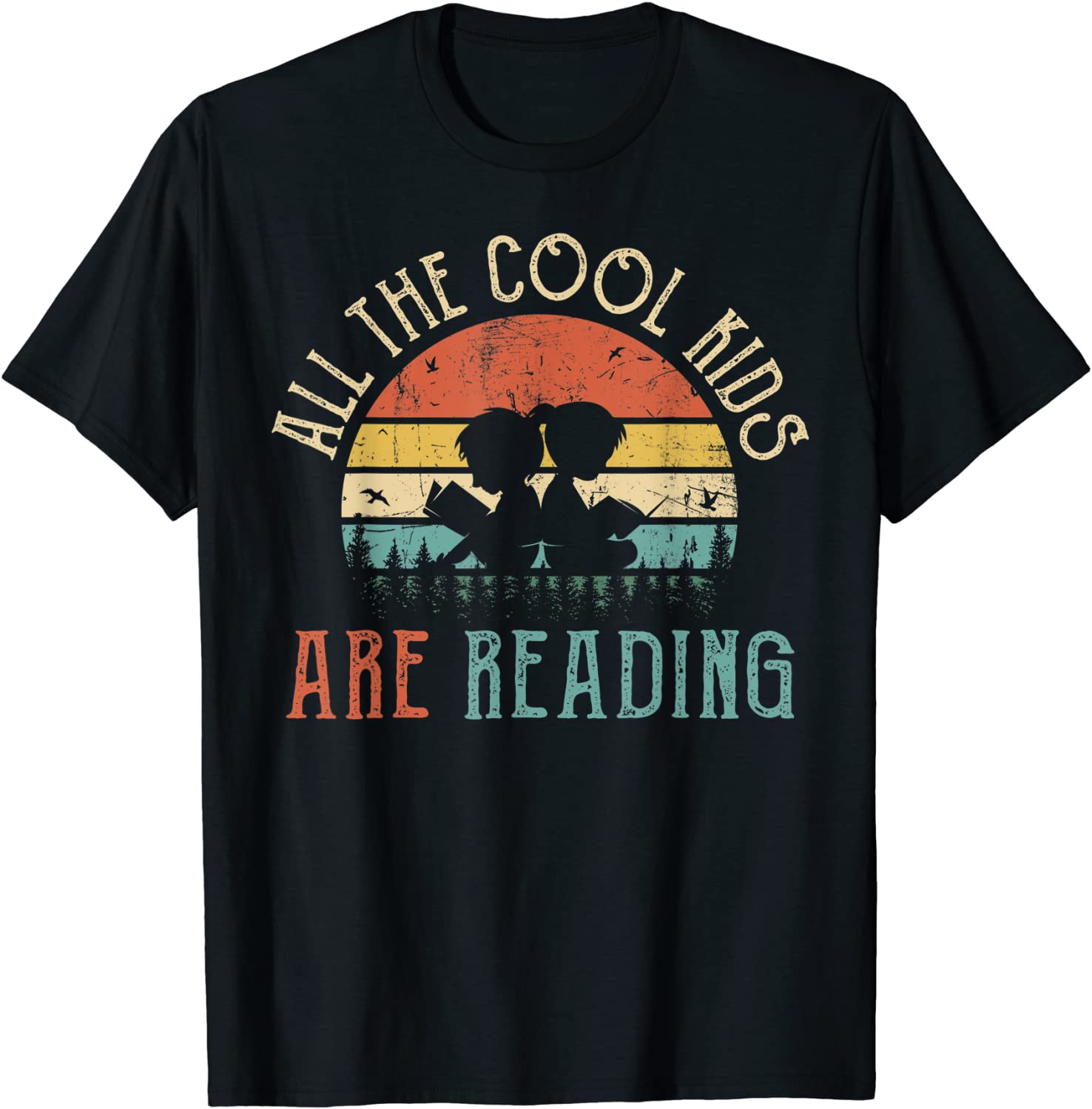 All the Cool Kids are Reading Book Vintage Reto Sunset T-Shirt