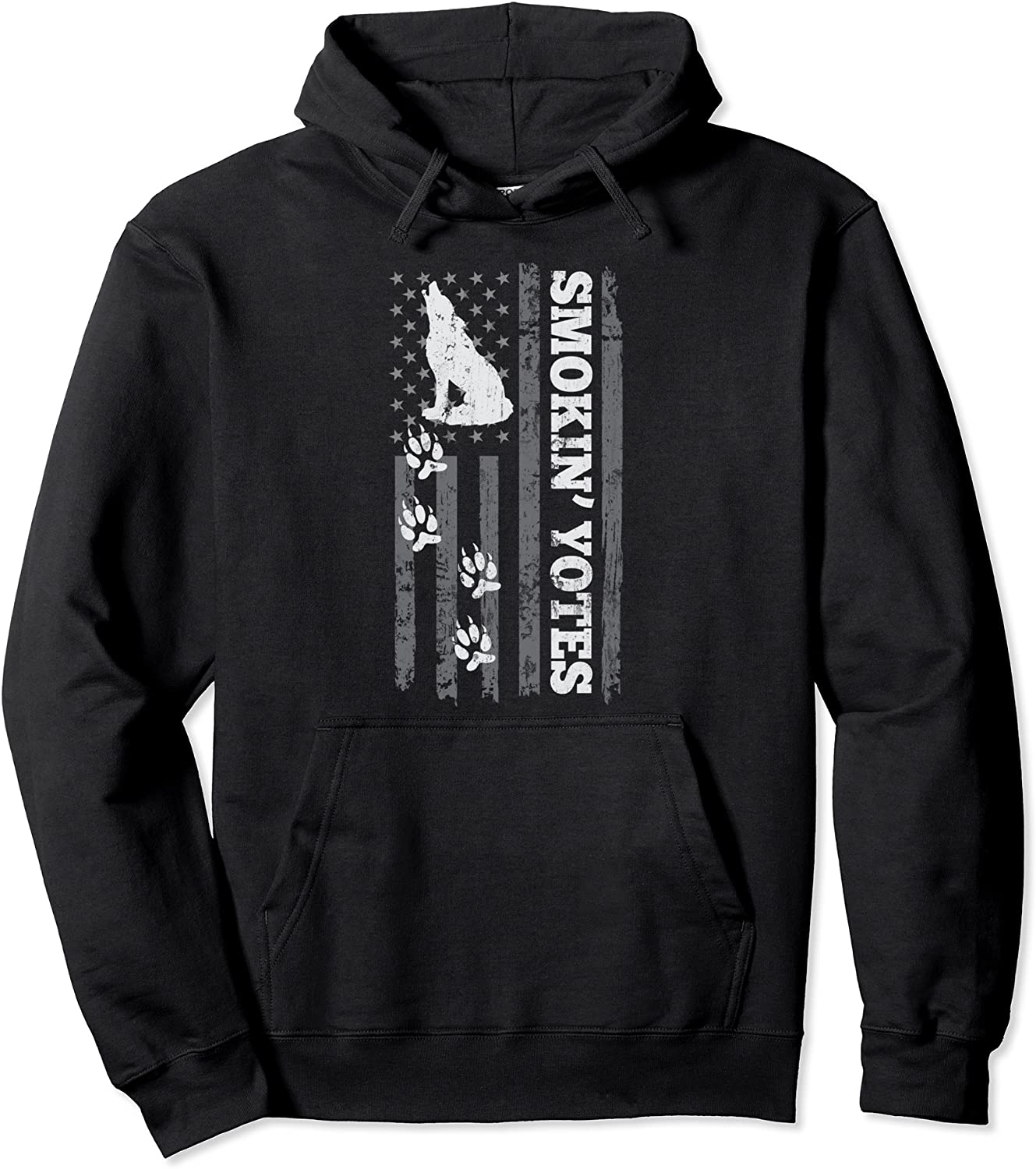 Coyote Hunting Smokin Yotes American Flag Yote Hunting Gift Pullover Hoodie