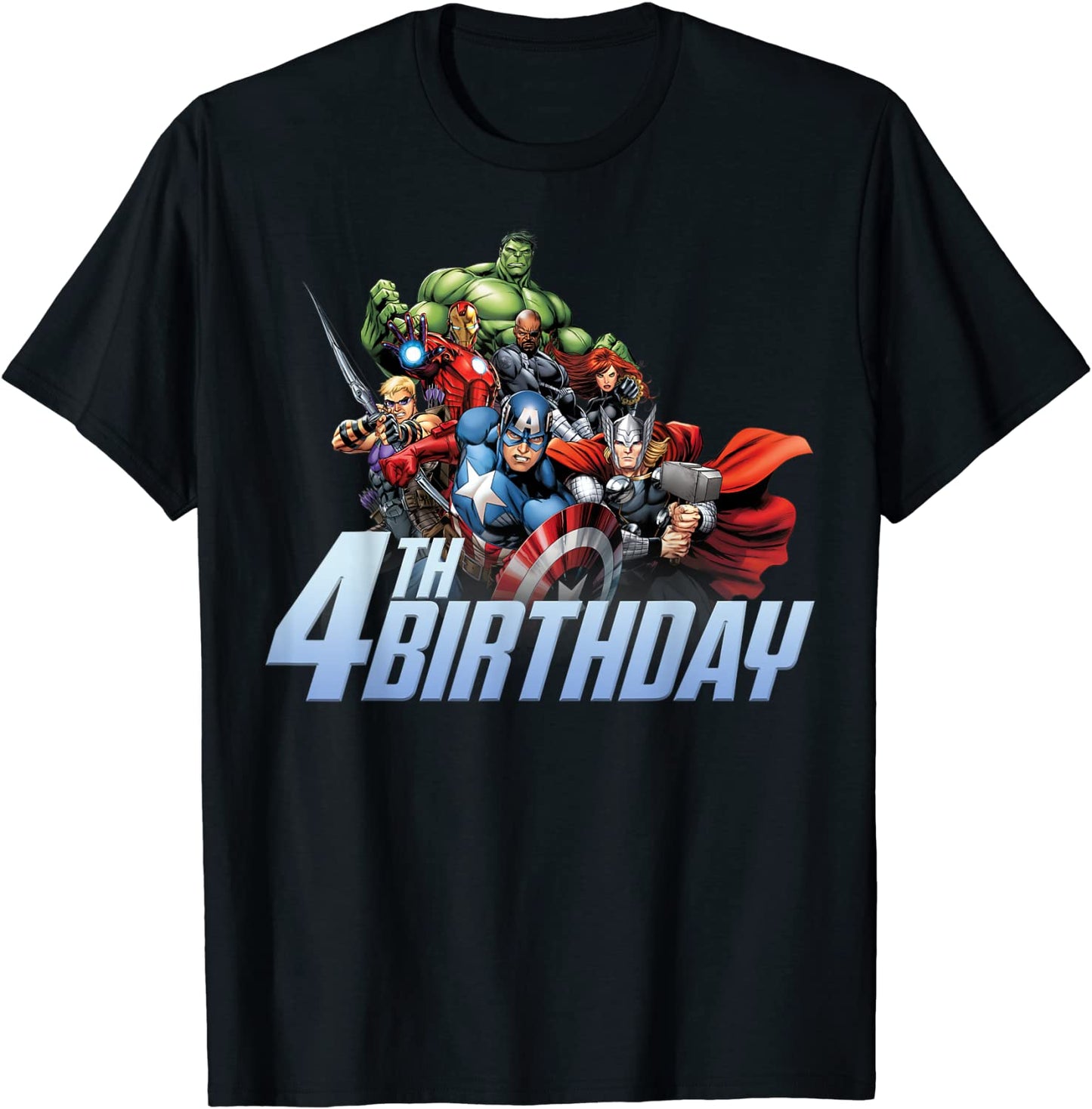 Marvel Avengers Action Shot 4th Birthday T-Shirt